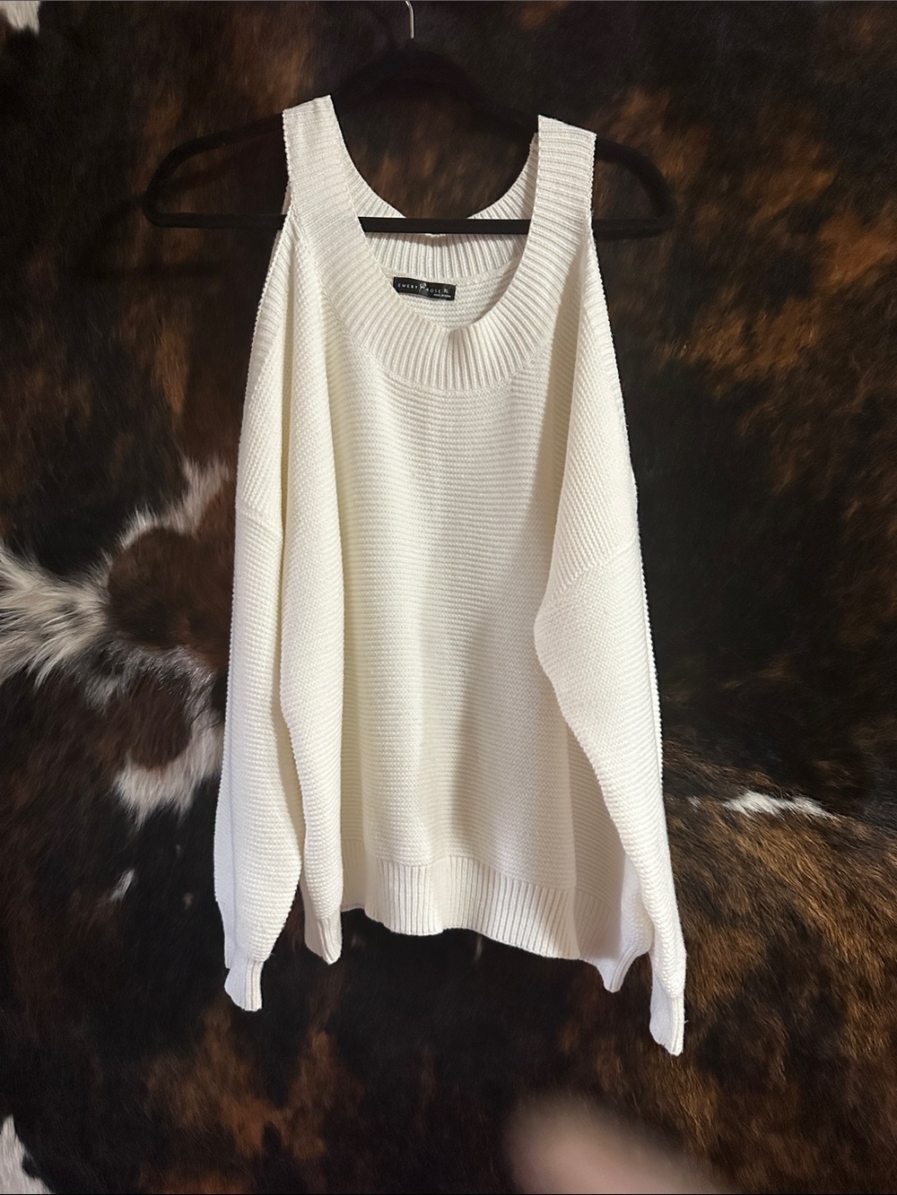 Off-the-Shoulder Cream Knit Sweater